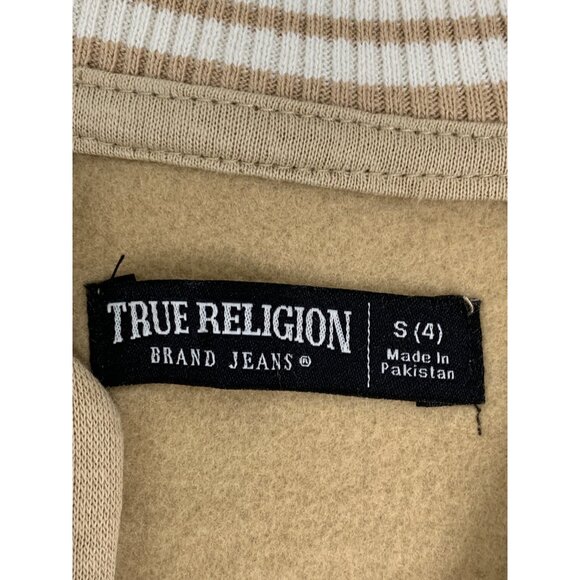 True Religion Kids Boys Tan Varsity Jacket Sweatshirt Size S 4 RGG10692 NWT - Picture 10 of 11